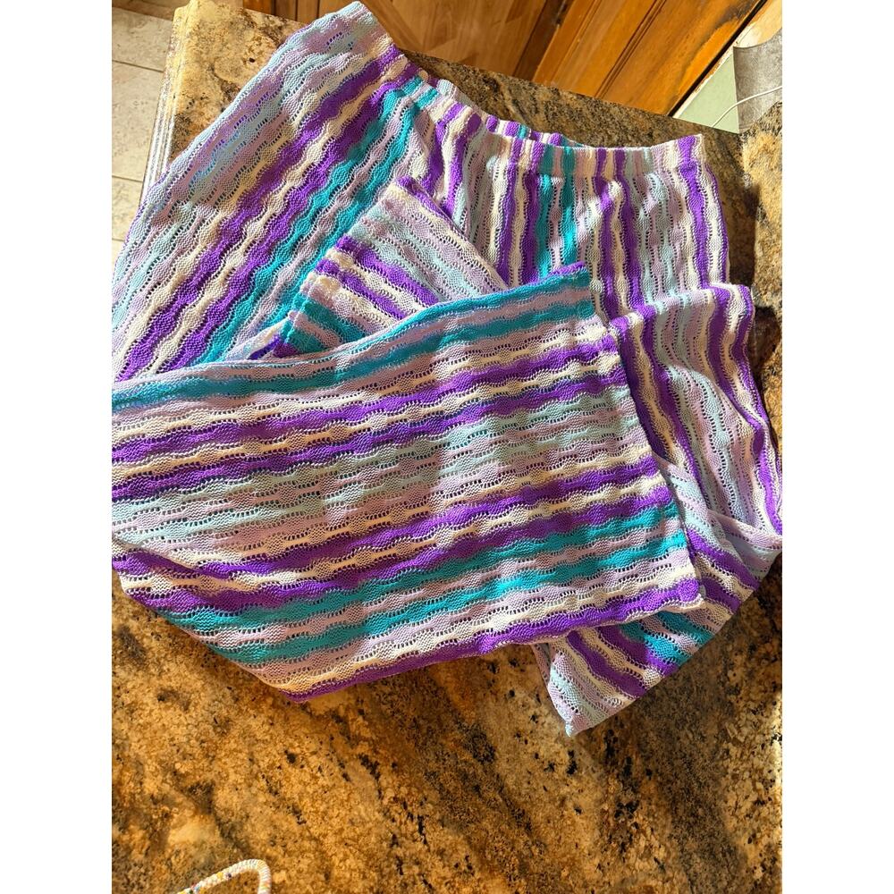 WILD FABLE purple aqua white init summer beach pants - Picture 6 of 12